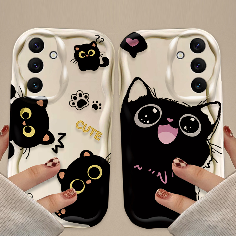 Cute Big Eyes Black Cat Case f - Samsung Galaxy A55 recension och pris